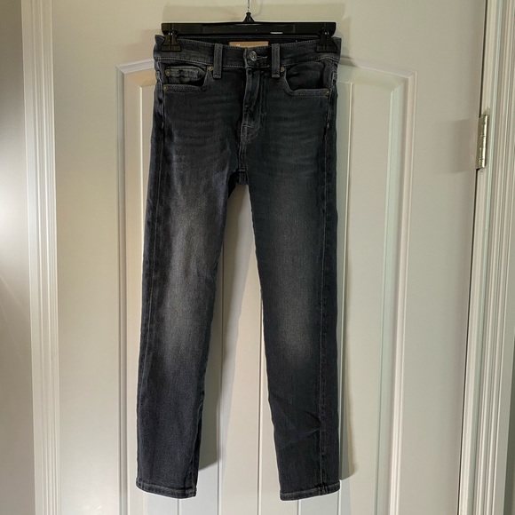7 For All Mankind Luxe Vintage Italian Fabric Black Distressed Skinny Jeans 23 - Picture 4 of 15